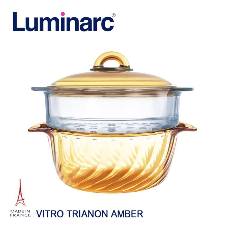 【Luminarc 樂美雅】Trianon 2.5L微晶透明鍋+玻璃蒸籠