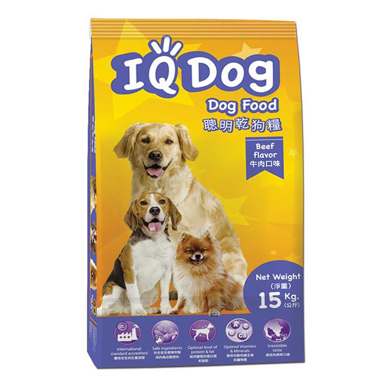 【IQ Dog】聰明乾狗糧 － 牛肉口味成犬配方 15kg