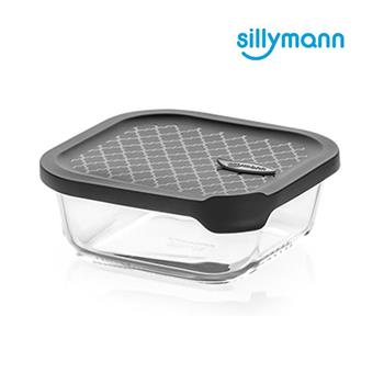 【韓國sillymann】 100%鉑金矽膠微波烤箱輕量玻璃保鮮盒（正方型300ml）（灰色）【金石堂、博客來熱銷】