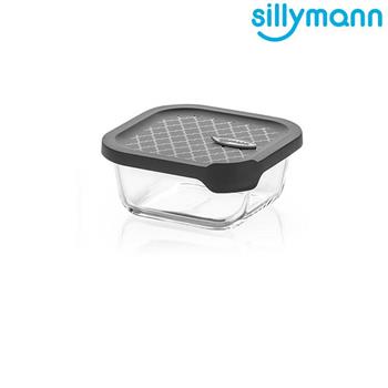 【韓國sillymann】 100%鉑金矽膠微波烤箱輕量玻璃保鮮盒（正方型500ml）灰色【金石堂、博客來熱銷】