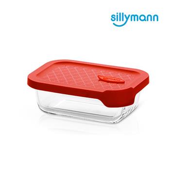 【韓國sillymann】 100%鉑金矽膠微波烤箱輕量玻璃保鮮盒（長方型380ml）（紅色）【金石堂、博客來熱銷】