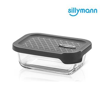 【韓國sillymann】 100%鉑金矽膠微波烤箱輕量玻璃保鮮盒（長方型380ml）（灰色）【金石堂、博客來熱銷】