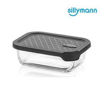 【韓國sillymann】 100%鉑金矽膠微波烤箱輕量玻璃保鮮盒（長方型630ml）灰色