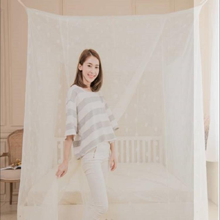 【凱蕾絲帝】100%台灣製造~150*200*200公分加高可站立針織蚊帳（開三門）－米白