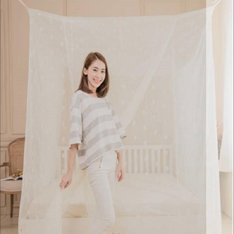 【凱蕾絲帝】100%台灣製造~180*200*200公分加高可站立針織蚊帳（開三門）－米白