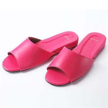 日式仿羊皮手工室內拖鞋－桃紅色×2雙【金石堂、博客來熱銷】