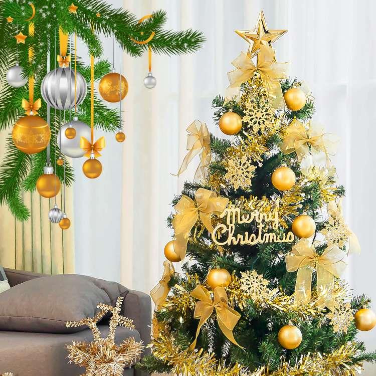 摩達客耶誕－6尺/6呎（180cm）特仕幸福型裝飾綠聖誕樹（金色年華色系）含全套飾品不含燈/本島免運