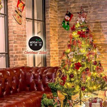 摩達客耶誕-台製6尺(180cm)高規特豪華版綠聖誕樹＋絕美聖誕花蝴蝶結系配件＋100燈LED燈暖白【金石堂、博客來熱銷】