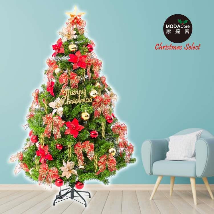 摩達客耶誕－台製6尺（180cm）高規特豪華版綠聖誕樹+絕美聖誕花蝴蝶結系配件（不含燈）