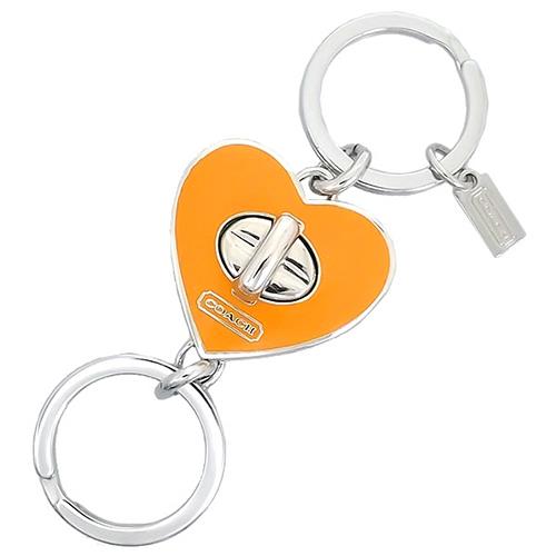 COACH 愛心旋釦鑰匙圈/吊飾－橙