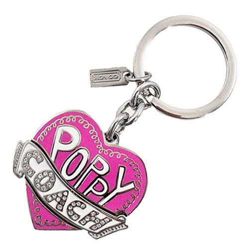 COACH POPPY愛心鑰匙圈/吊飾－粉