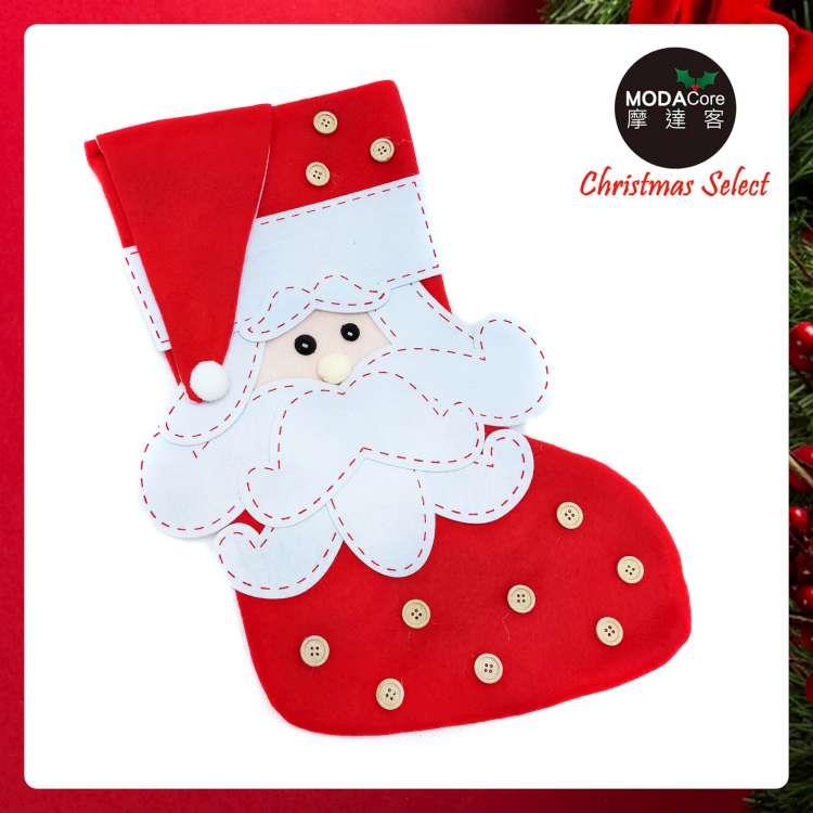 摩達客耶誕－22吋鈕釦摺帽聖誕老公公聖誕襪
