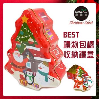 摩達客耶誕-紅面老公雪人聖誕樹造型糖果罐擺飾-交換禮物【金石堂、博客來熱銷】