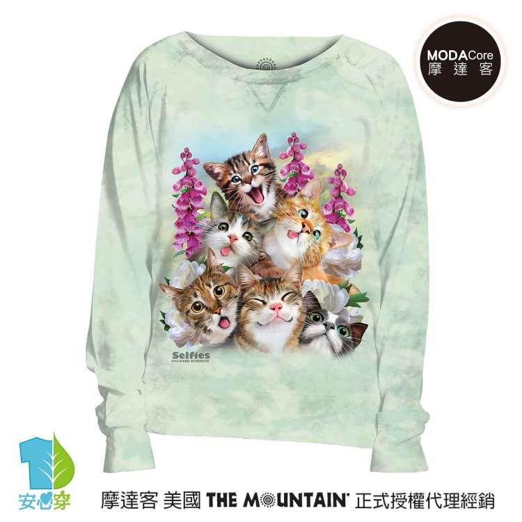 摩達客 預購 美國進口The Mountain 貓咪哦耶 女版船型領休閒長袖T恤