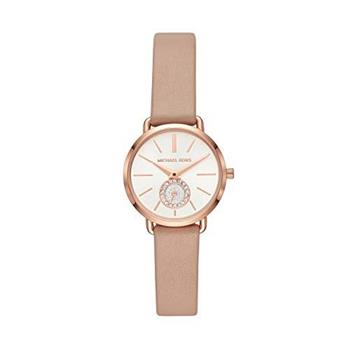 MICHAEL KORS 時尚晶鑽皮革腕錶－粉膚色【金石堂、博客來熱銷】