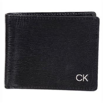 【CK】2021男時尚CK標黑色壓紋雙折皮夾【金石堂、博客來熱銷】