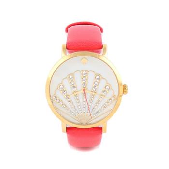 Kate Spade 海洋之心時尚皮革錶帶女用腕錶－橘紅 （無盒裝）【金石堂、博客來熱銷】
