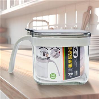 美廚/方形玻璃調味罐－附匙－350ml－3入組