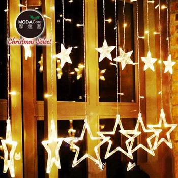 摩達客－LED燈造型滿天星星窗簾燈聖誕情境燈_暖白光透明線 | 附贈IC控制器_插電式【金石堂、博客來熱銷】