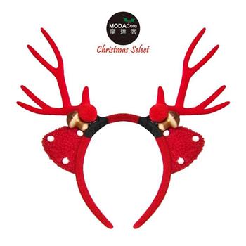 摩達客耶誕派對－立體白點紅色大鹿角聖誕髮箍【金石堂、博客來熱銷】