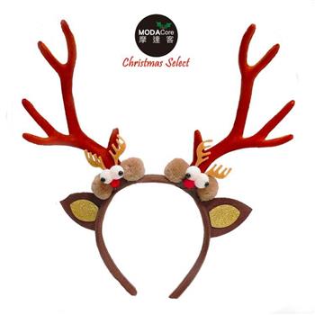 摩達客耶誕派對－立體咖啡色大鹿角眼球聖誕髮箍【金石堂、博客來熱銷】
