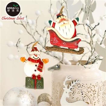 摩達客－聖誕樹脂藝術創作裝飾吊飾－2入組－3.滑雪老公雪人【金石堂、博客來熱銷】