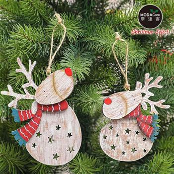 摩達客－可愛聖誕麋鹿木質對組吊飾兩入組【金石堂、博客來熱銷】