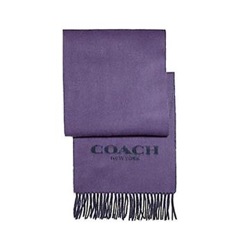 COACH 經典logo雙色流蘇圍巾－紫/深藍【金石堂、博客來熱銷】