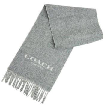 COACH 經典logo雙色流蘇圍巾－灰/淺灰【金石堂、博客來熱銷】