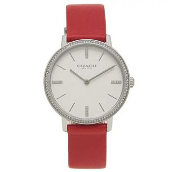 COACH 晶鑽皮革錶帶腕錶－紅【金石堂、博客來熱銷】