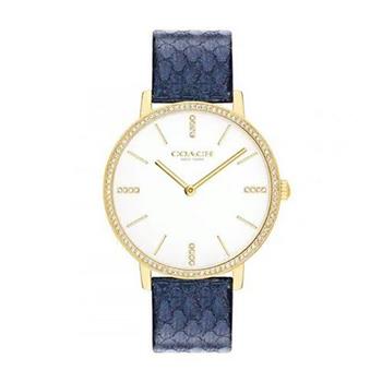 COACH 蛇紋牛皮錶帶腕錶－金屬藍【金石堂、博客來熱銷】