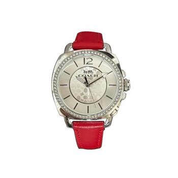 COACH 簡約皮革錶帶腕錶－紅【金石堂、博客來熱銷】