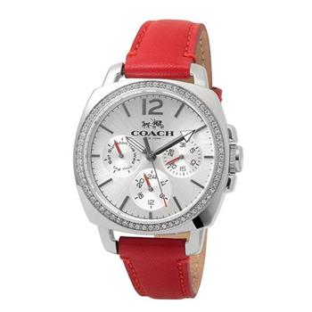 COACH 時尚皮革錶帶腕錶－紅【金石堂、博客來熱銷】