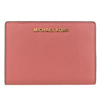 MICHAEL KORS 皮革卡片零錢包－乾燥玫瑰粉【金石堂、博客來熱銷】