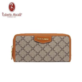 【義大利Roberto Mocali】方格10卡拉鍊長夾RM－89825