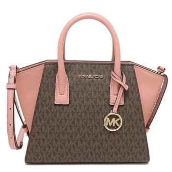 MICHAEL KORS 拼接手提兩用包－咖啡姻脂粉