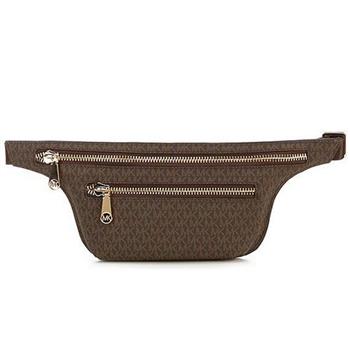 MARC JACOBS 經典滿版LOGO皮革腰包－咖啡
