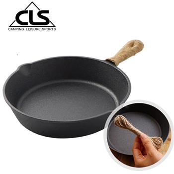 【韓國CLS】鑄鐵平底鍋贈隔熱編織繩（20cm）/鑄鐵鍋/鑄鐵盤/鑄鐵烤盤/牛排盤/荷蘭鍋/露營/野餐/野炊