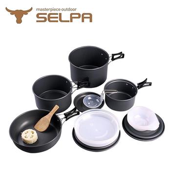 【韓國SELPA】戶外不沾鍋設計鋁合金鍋具家庭豪華組【金石堂、博客來熱銷】