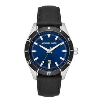 MICHAEL KORS 真皮錶帶腕錶－藍黑【金石堂、博客來熱銷】