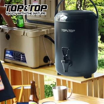 【韓國TOP&TOP】304不鏽鋼保溫保冷茶桶 加大款 8L/茶水桶/茶桶/飲水桶/露營/野炊/野餐（兩色任選）