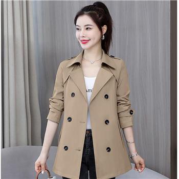 BJ COLLECTION 日系雙排扣翻領收腰綁帶風衣大衣BJC10012卡其色