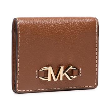 MICHAEL KORS 專櫃款兩褶皮革短夾－焦糖