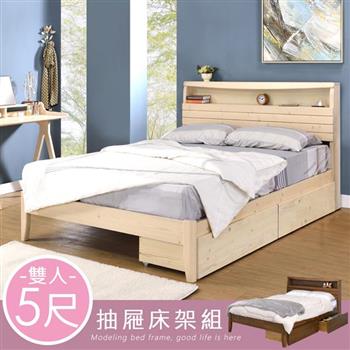 YoStyle 瑪奇附插座抽屜床架組-雙人5尺(2色)