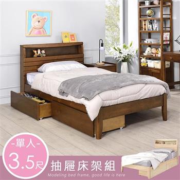 YoStyle 瑪奇附插座抽屜床架組-單人3.5尺(2色)