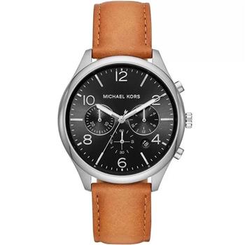 MICHAEL KORS 都會時尚皮革腕錶－棕色【金石堂、博客來熱銷】