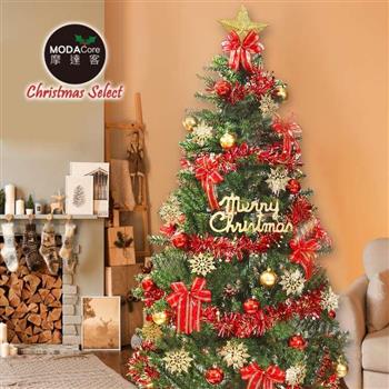 摩達客耶誕－5尺/5呎（150cm）特仕幸福型裝飾綠色聖誕樹 （綺紅金雪系配件）含全套飾品不含燈/本島免運費【金石堂、博客來熱銷】