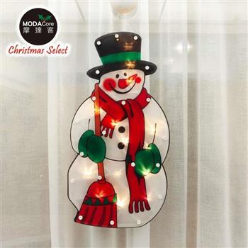 ”摩達客-聖誕彩繪PVC片造型吊飾 ( 電池燈＋吸盤 ) 可愛雪人款”【金石堂、博客來熱銷】