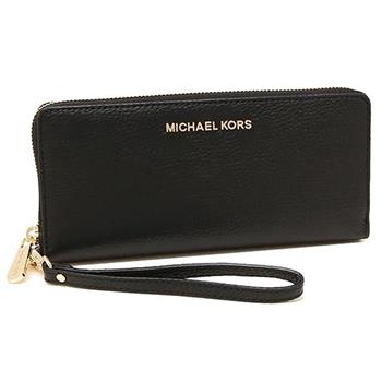 MICHAEL KORS 素面皮革拉鍊長夾－黑色