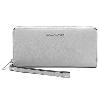 MICHAEL KORS 素面皮革拉鍊長夾－灰色